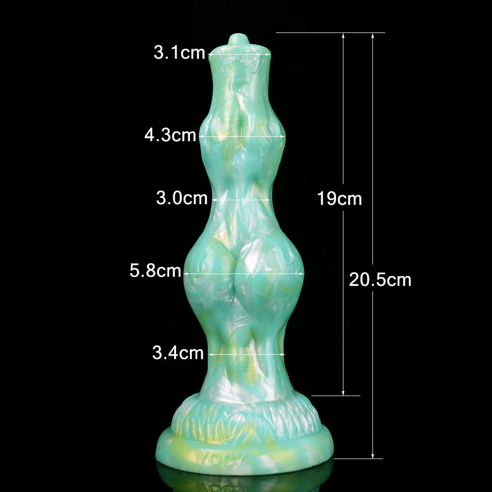 8 Inch Silicone Green Double Knot Dog Dildo