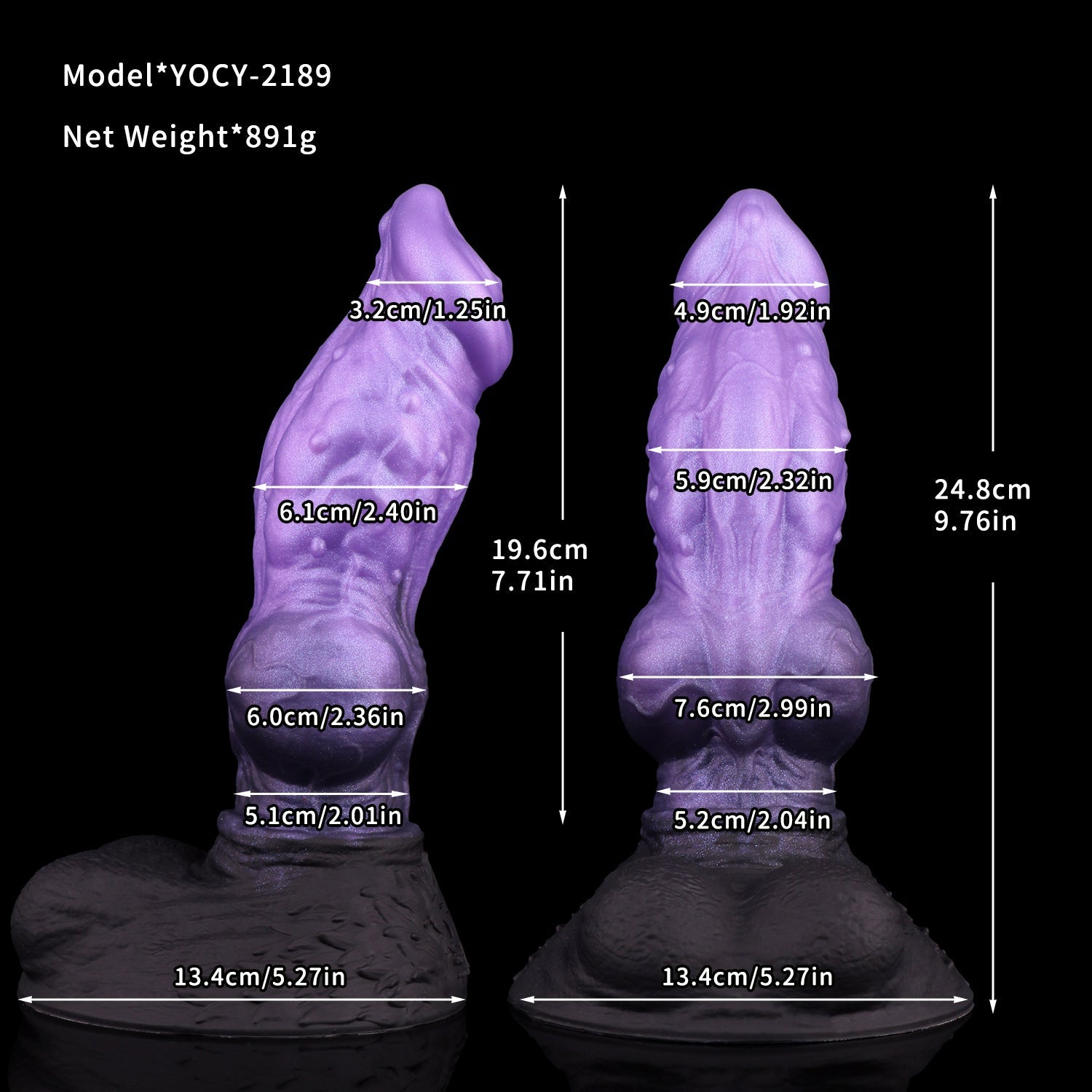 9 Inch Purple Monster Knot Dildo