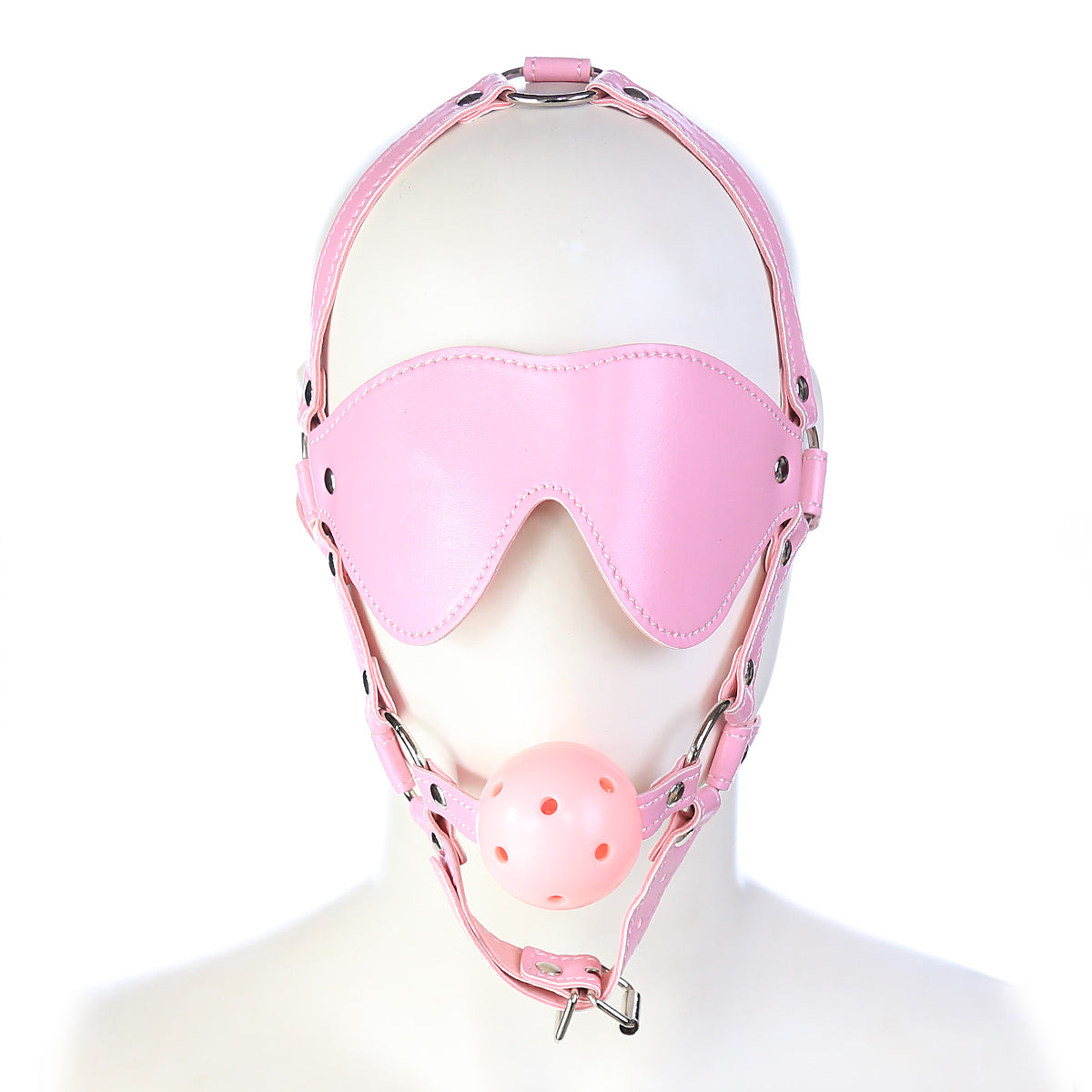 Pink Blindfold Bondage Open Mouth BDSM Ball Gag