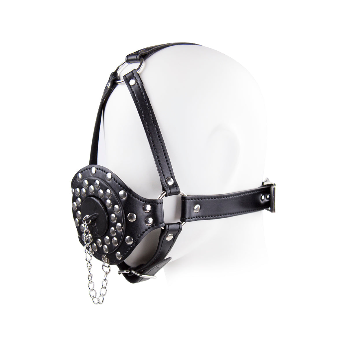 Black Leather Removable BDSM Ball Mask Gag
