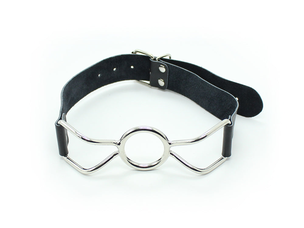 Black Leather Metal Spider Strap Mouth Opener
