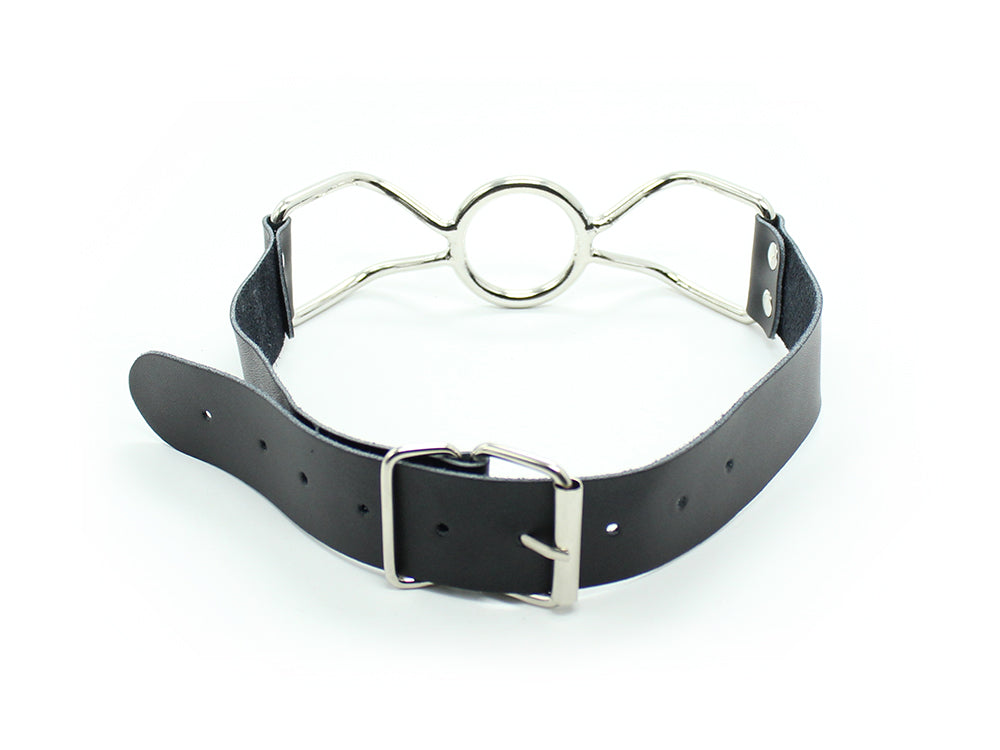 Black Leather Metal Spider Strap Mouth Opener