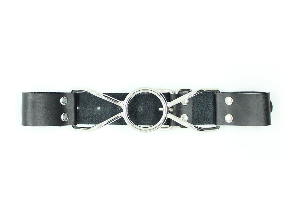 Black Leather Metal Spider Strap Mouth Opener