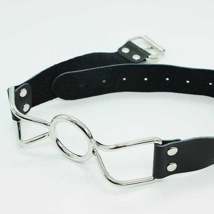 Black Leather Metal Spider Strap Mouth Opener