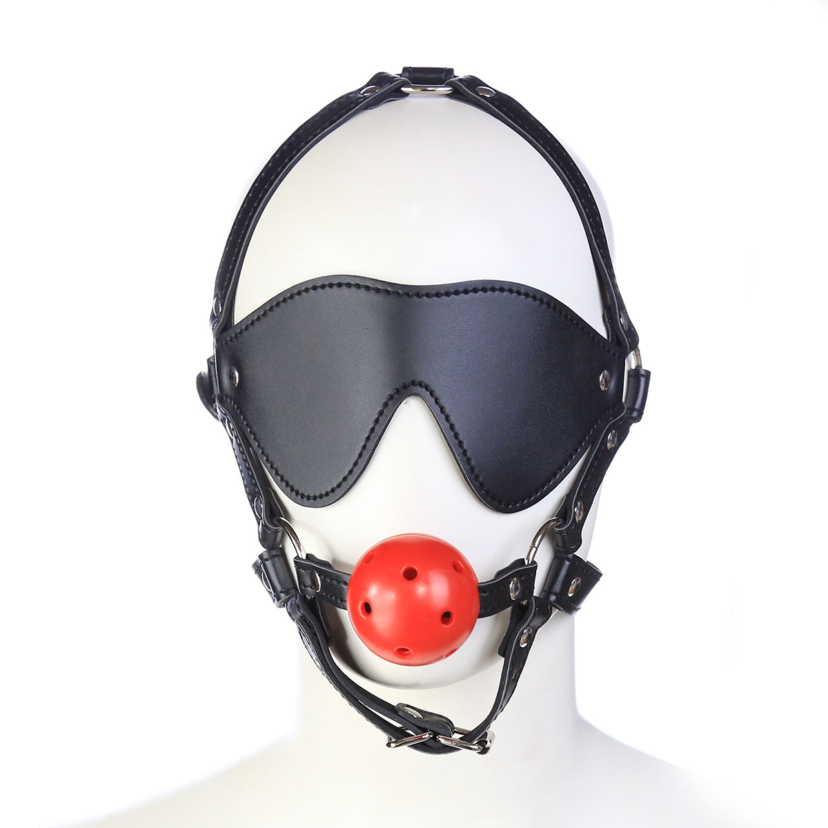 Bondage Black Blindfold Red BDSM Ball Gag