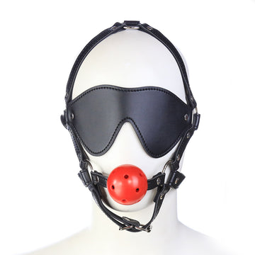 Bondage Black Blindfold Red BDSM Ball Gag