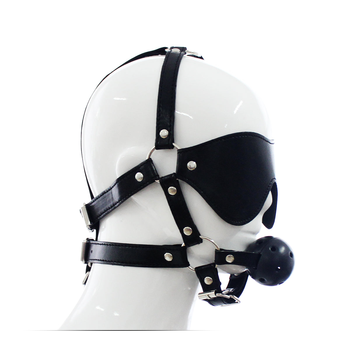 Black Blindfold Bondage Open Mouth BDSM Ball Gag
