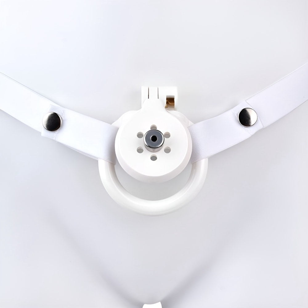 White Resin Male Flat Chastity Cage