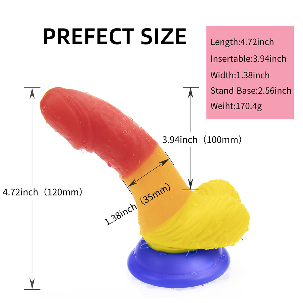 Small Rainbow Curved Dildo for Beginners