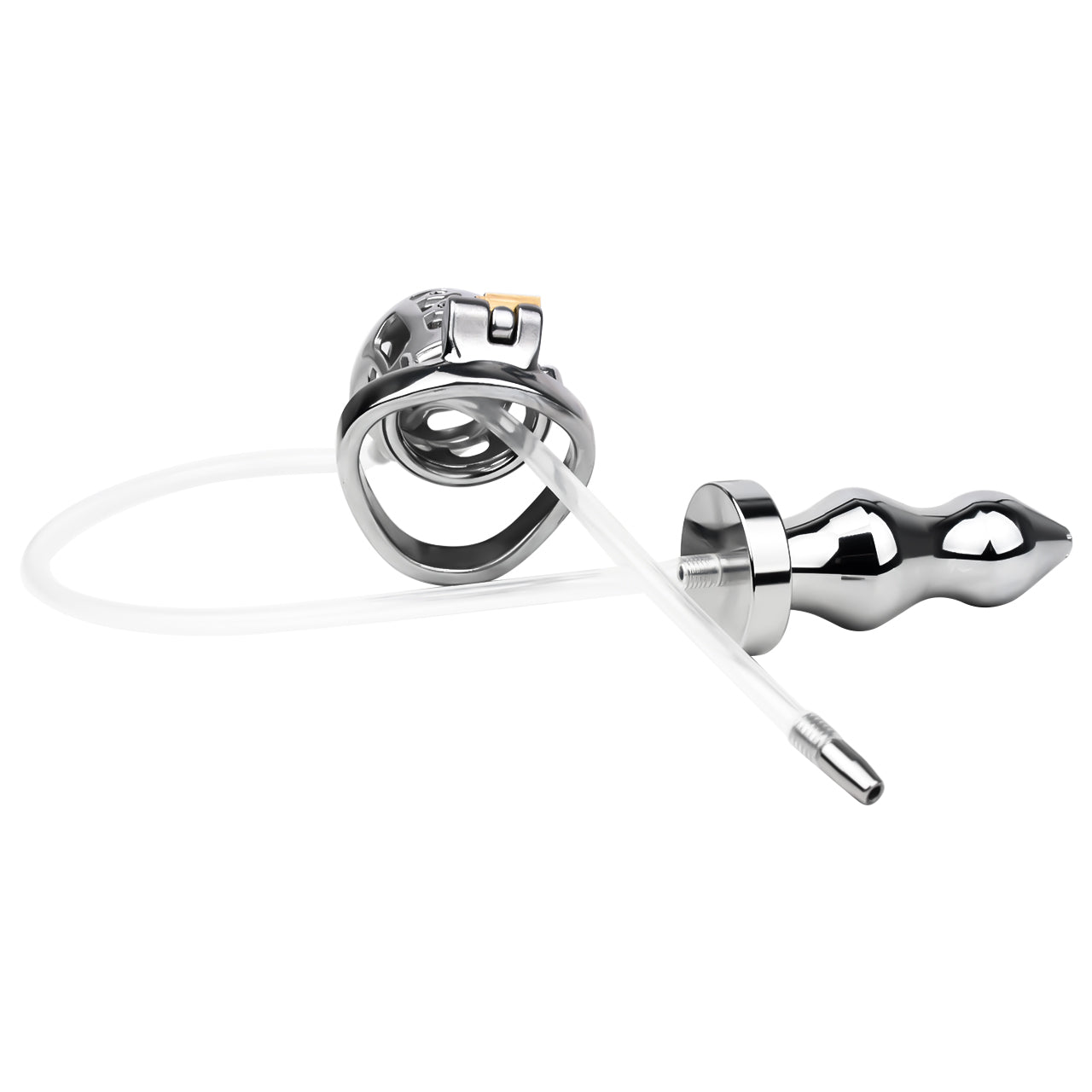 Metal Inverted Chastity Cage With Butt Plug
