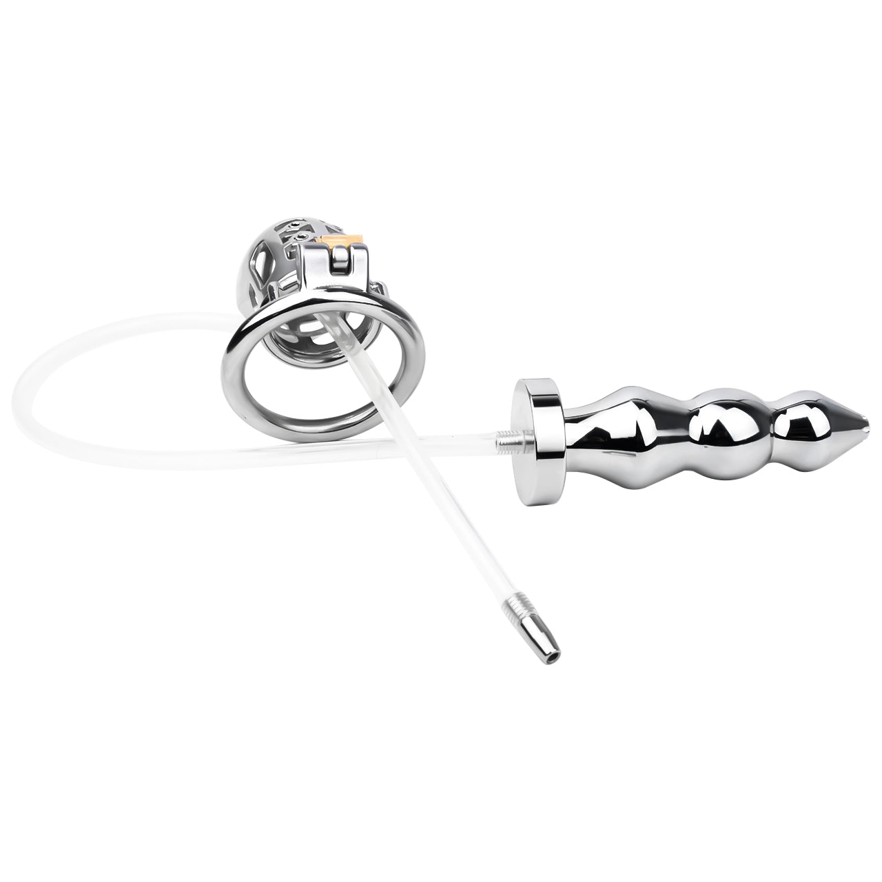 Metal Inverted Chastity Cage With Butt Plug