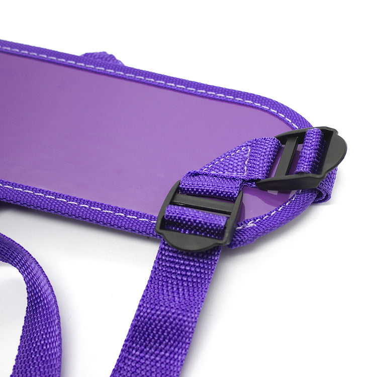 Purple Love Heart Shiny Leather Strap On Harness
