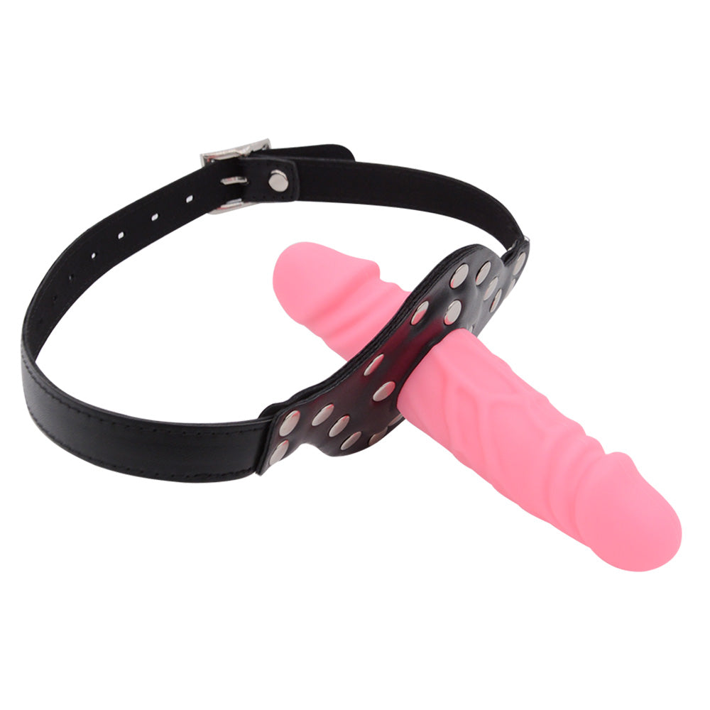 Pink Femdom Gag Strap On Face Dildo