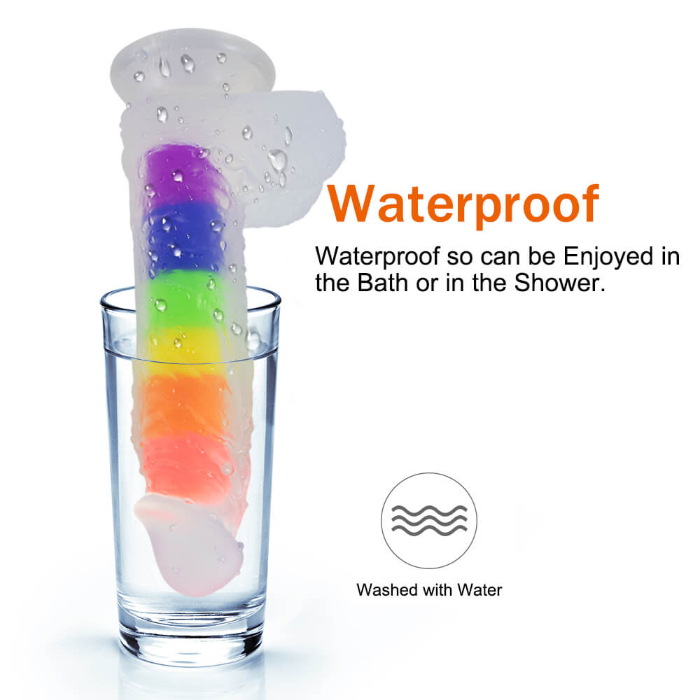 Dual Density Silicone Rainbow Jelly Dildo