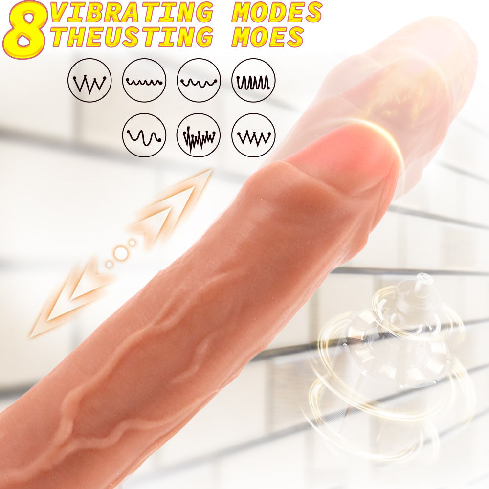 9 Inch Realistic Vein Textured Foreskin Thrusting Dildo