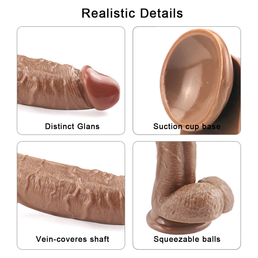 12 Inch Brown Curved Lifelike Big Dildo
