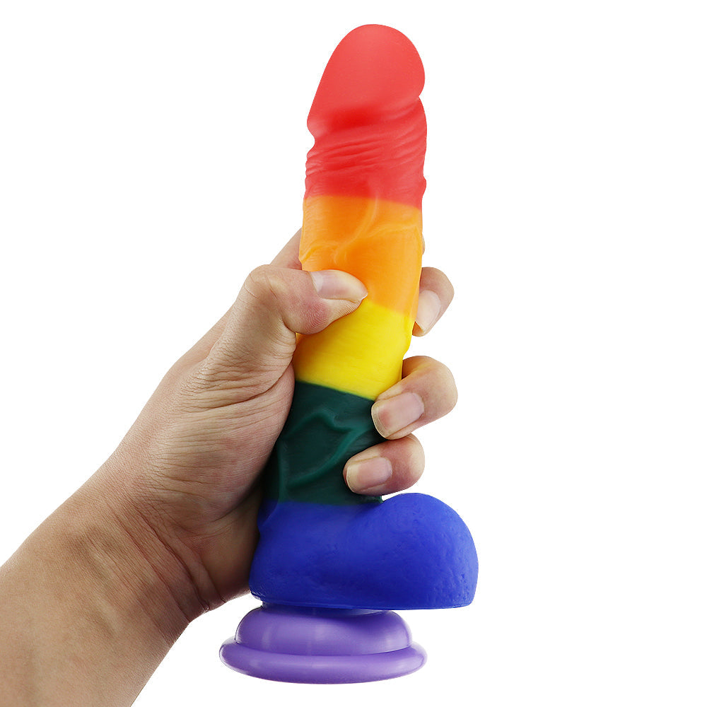 Rainbow Strap on Dildo LGBT Silicone Sex Toy