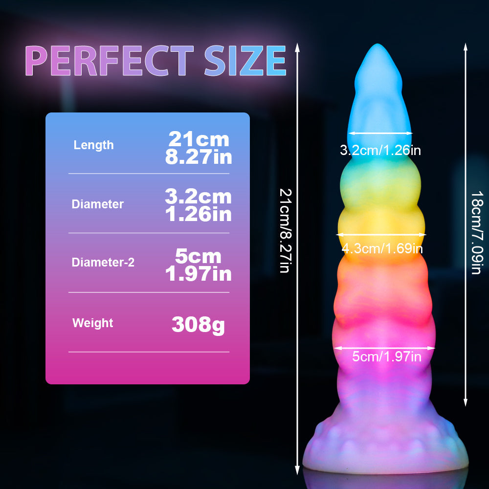 Ribbed Luminous Anal Rainbow Dildo