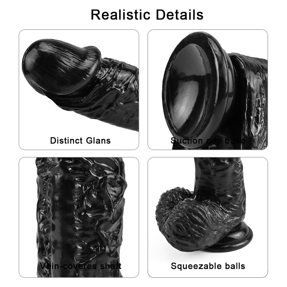 10 Inch Black Rough Realistic Big Dildo