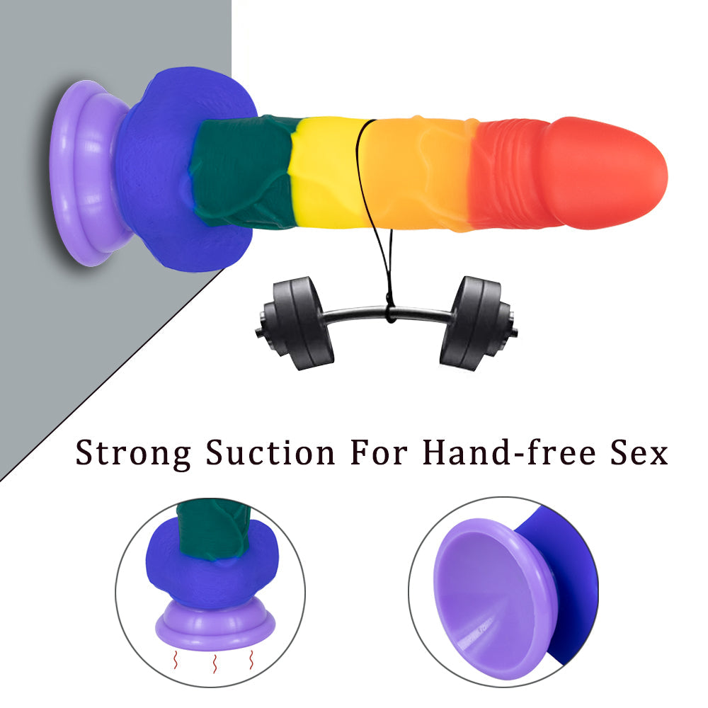 Rainbow Strap on Dildo LGBT Silicone Sex Toy