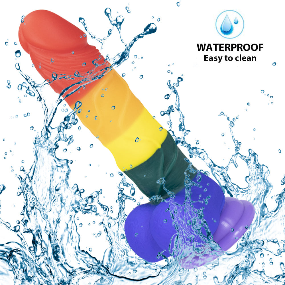 Rainbow Strap on Dildo LGBT Silicone Sex Toy
