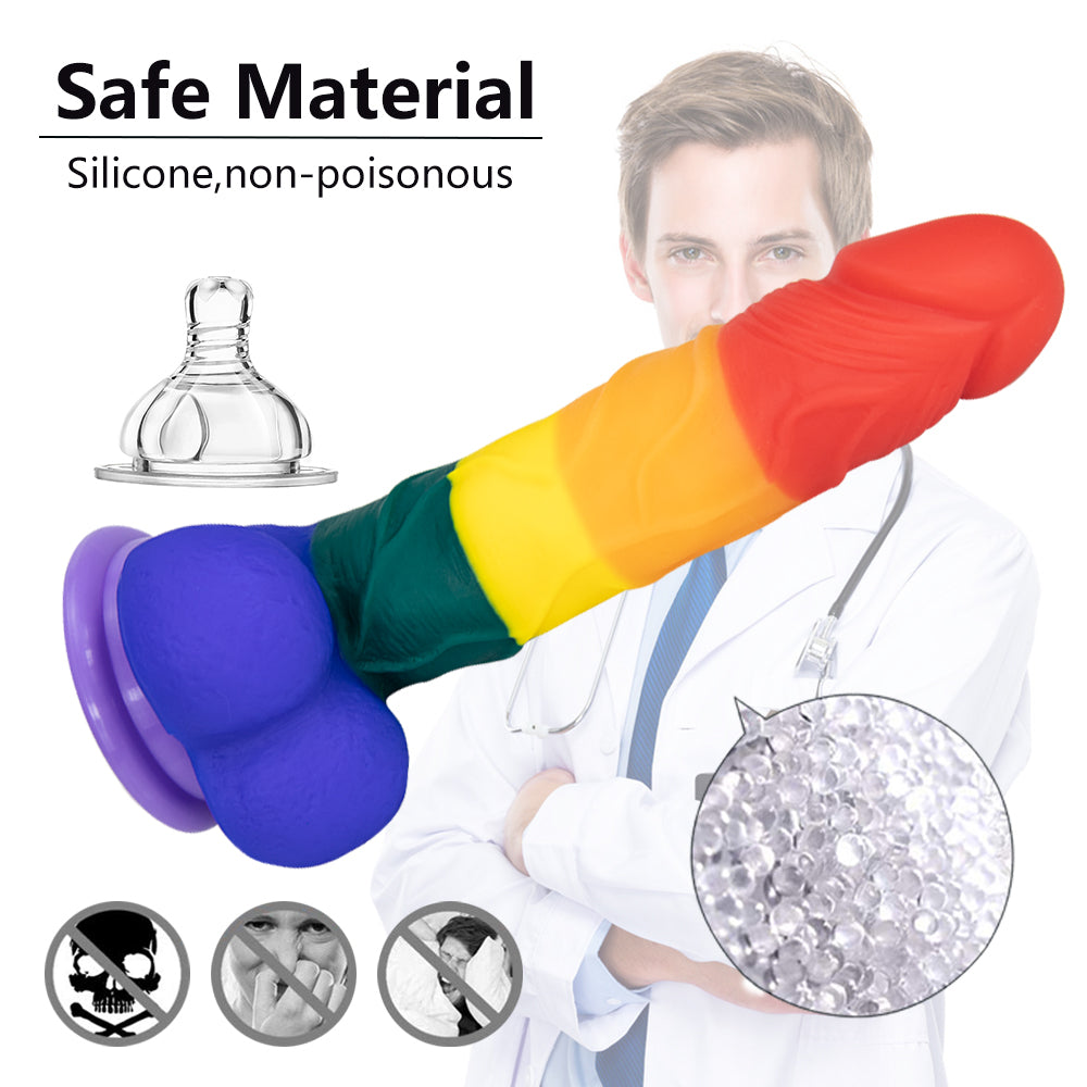 Rainbow Strap on Dildo LGBT Silicone Sex Toy