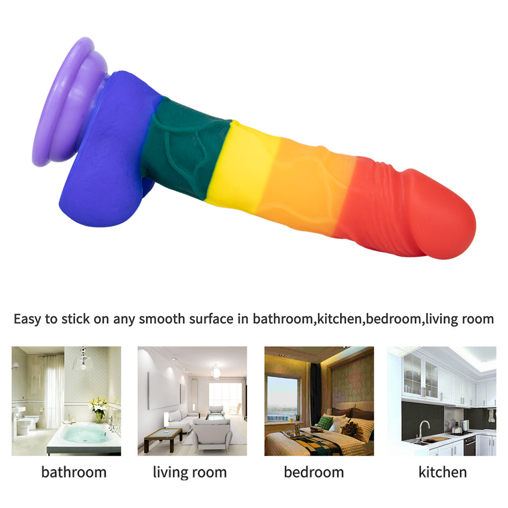 Rainbow Strap on Dildo LGBT Silicone Sex Toy