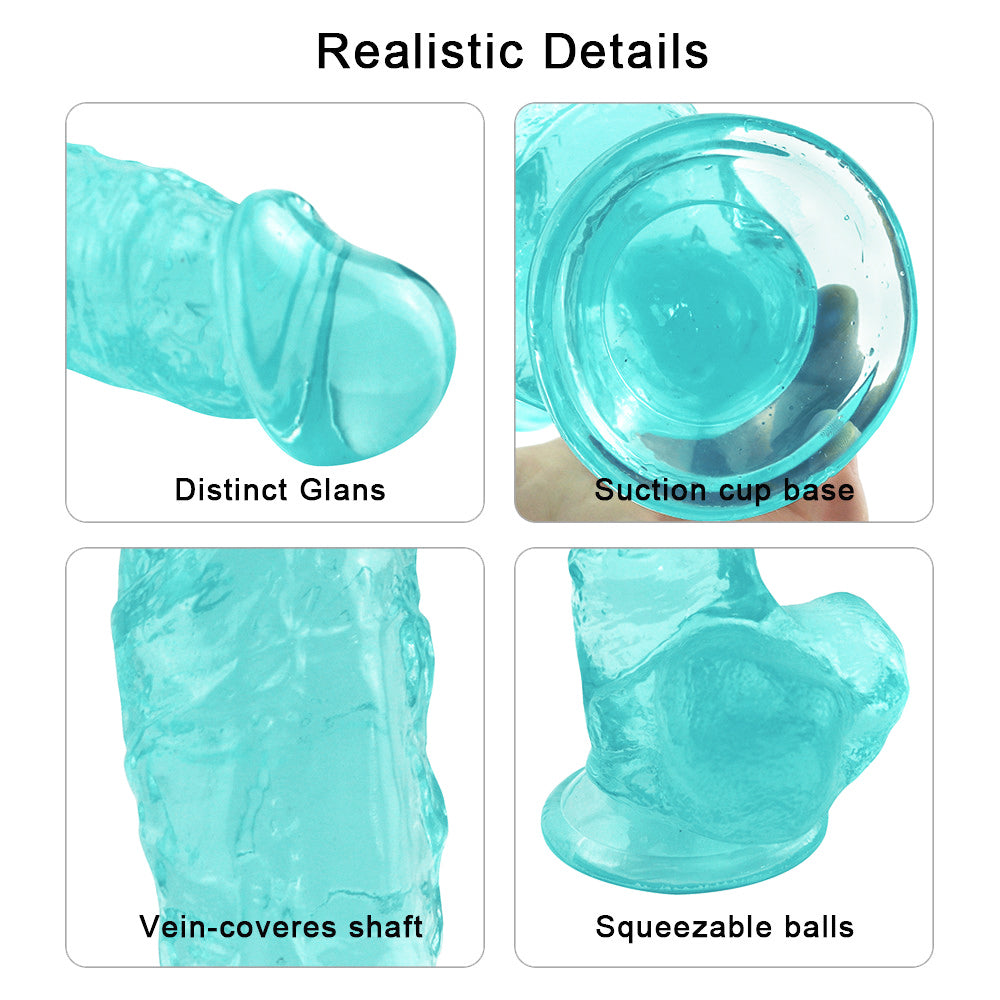 9 Inch Green Transparent Realistic Large Dildo