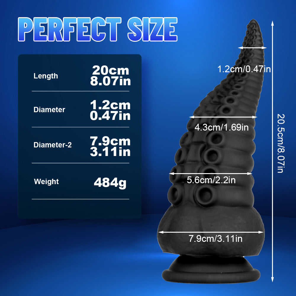 8 Inch Black Tentacle Anal Dildo