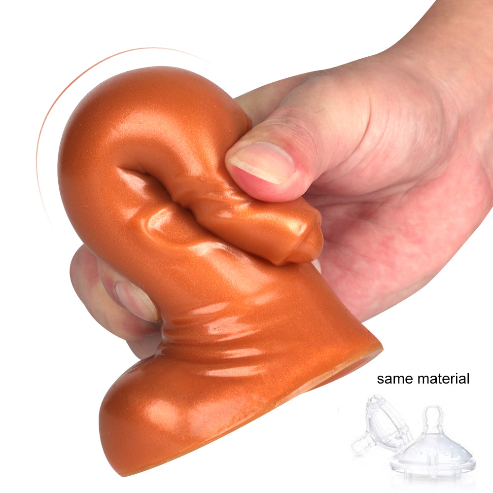 5 Inch Brown Uncircumcised Dildo with Balls