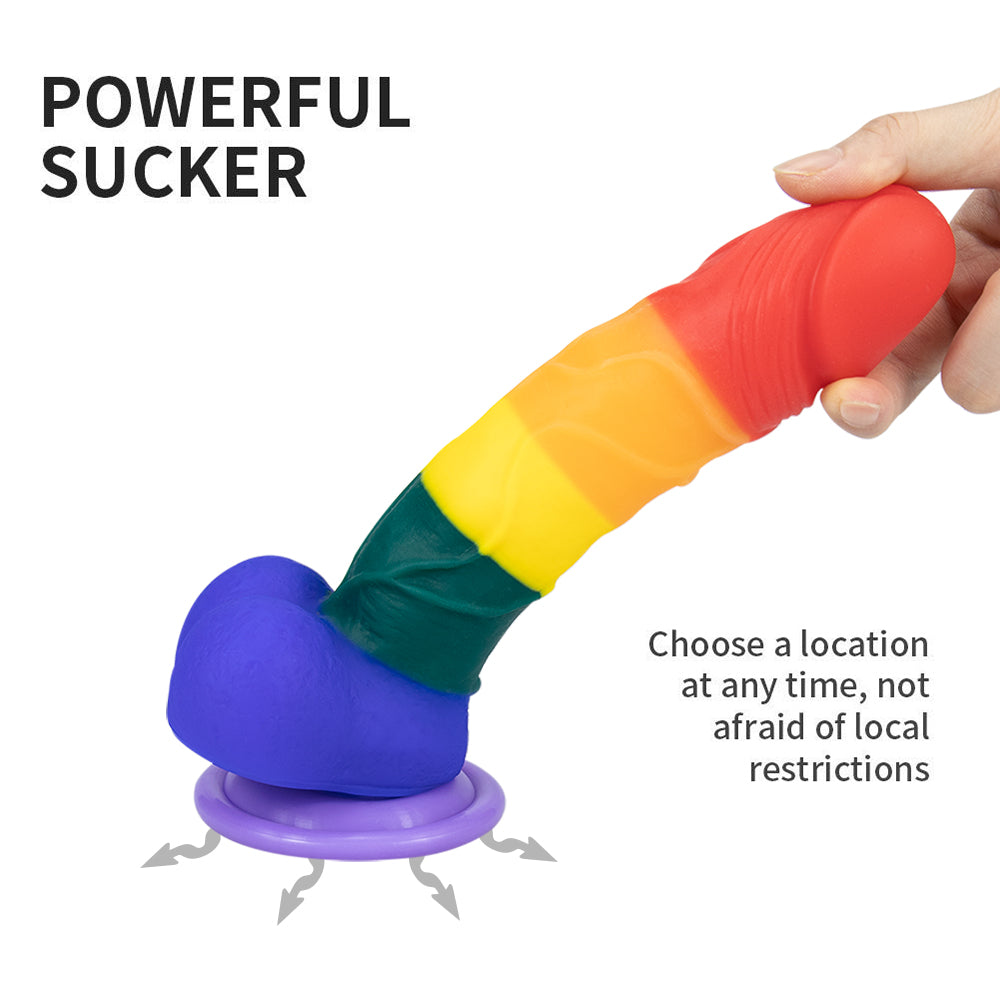 Rainbow Strap on Dildo LGBT Silicone Sex Toy