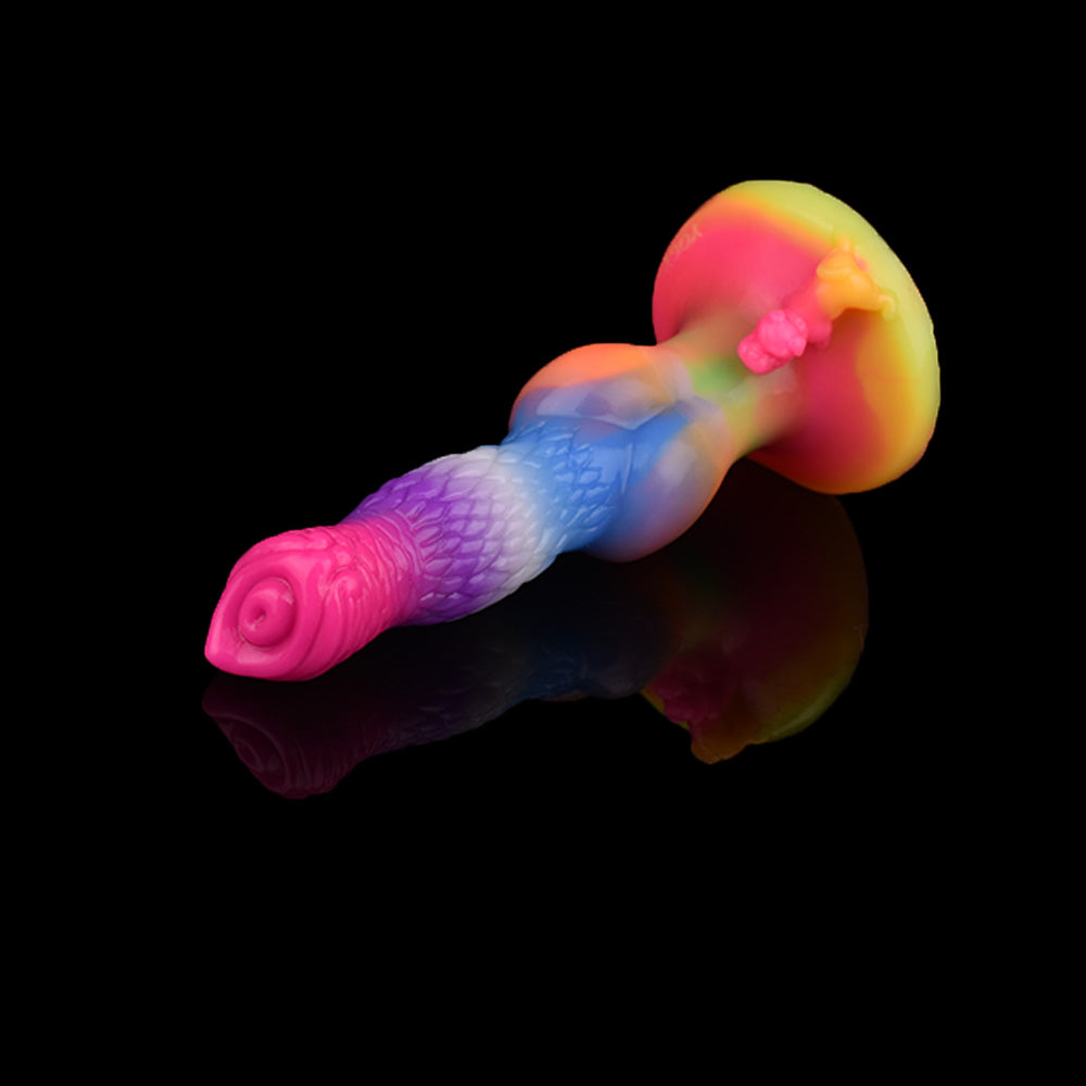 8 Inch Glow In The Dark Dog Rainbow Dildo
