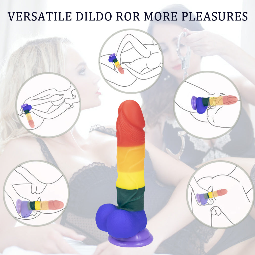Rainbow Strap on Dildo LGBT Silicone Sex Toy