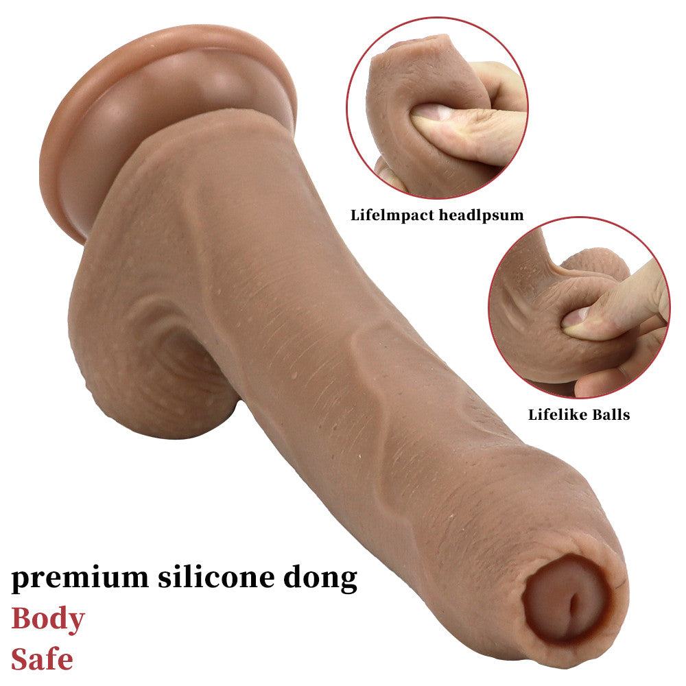 8 Inch Silicone Realistic Foreskin Dildo