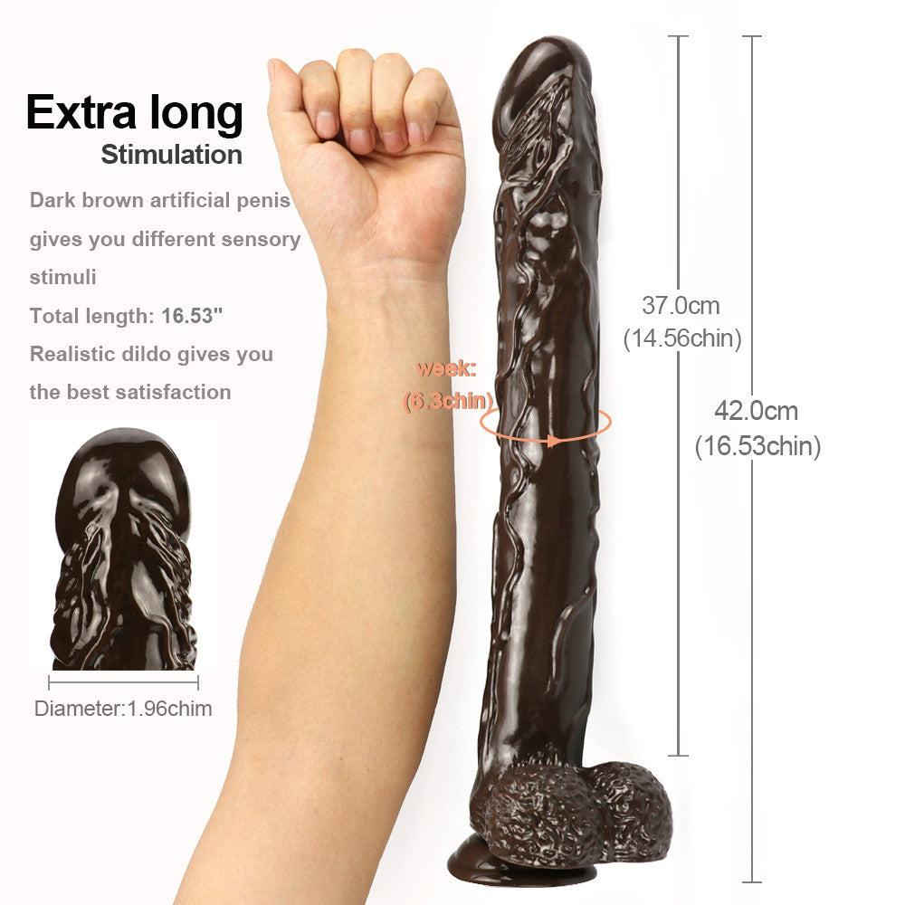 Black Realistic 16 Inch Extra Long Dildo