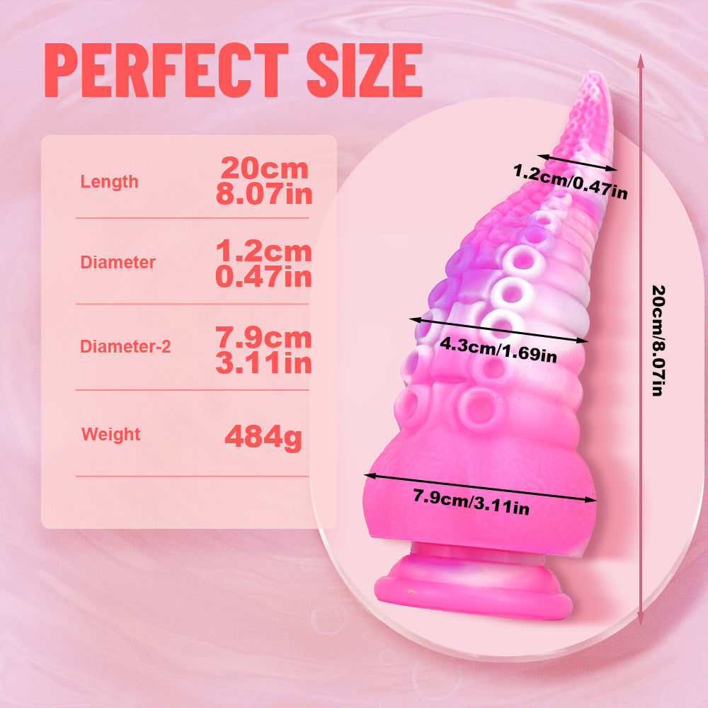 8 Inch Silicone Pink Tenticle Dildo