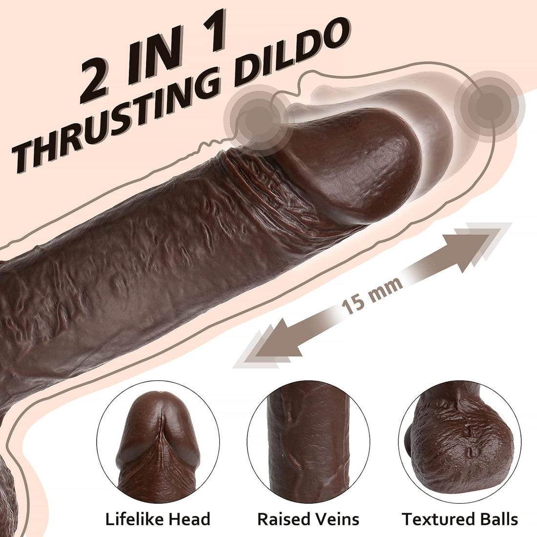 9 Inch Brown App Vibrating Thrusting Dildo