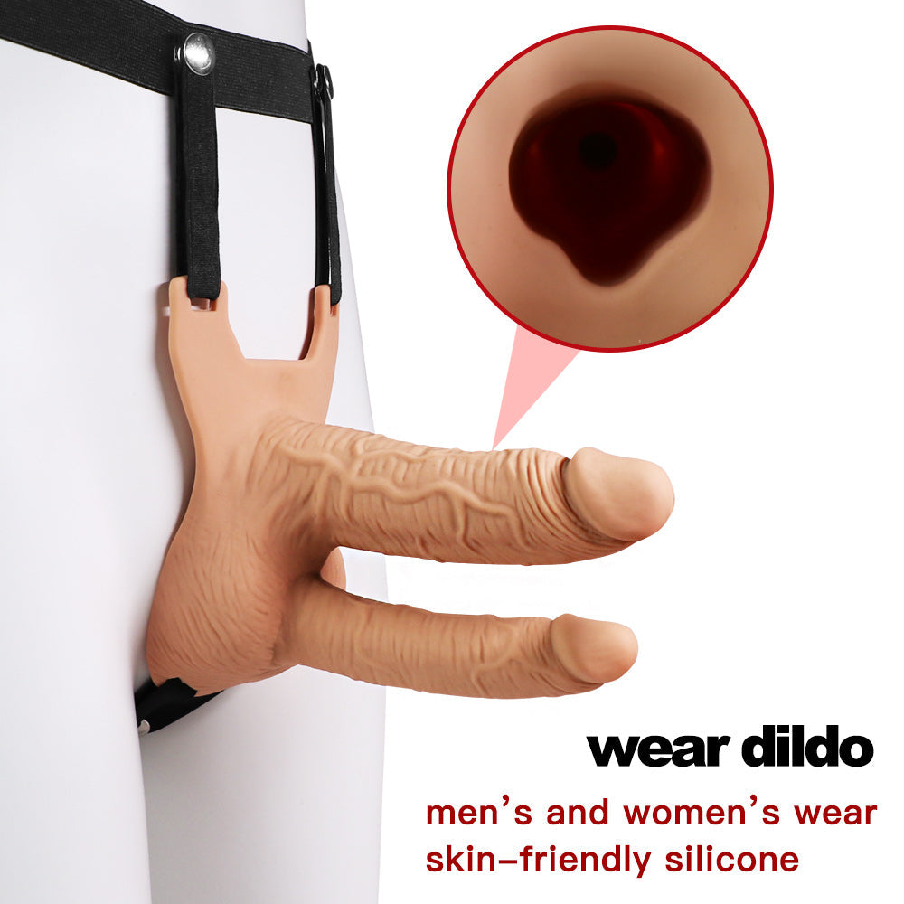 Hollow Vibrator Double Penetration Strap On Dildo