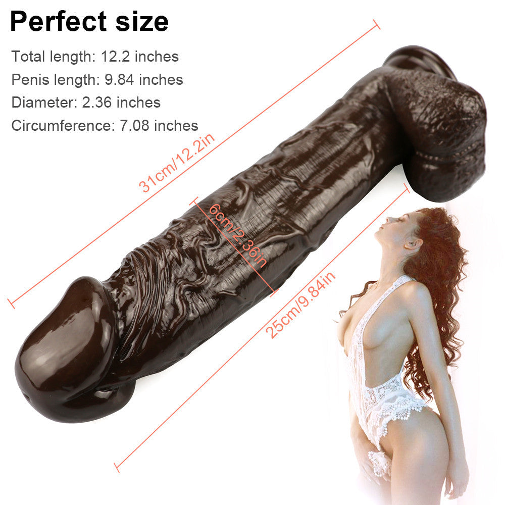 12 Inch Mushroom Head Brown Realistic Big Dildo