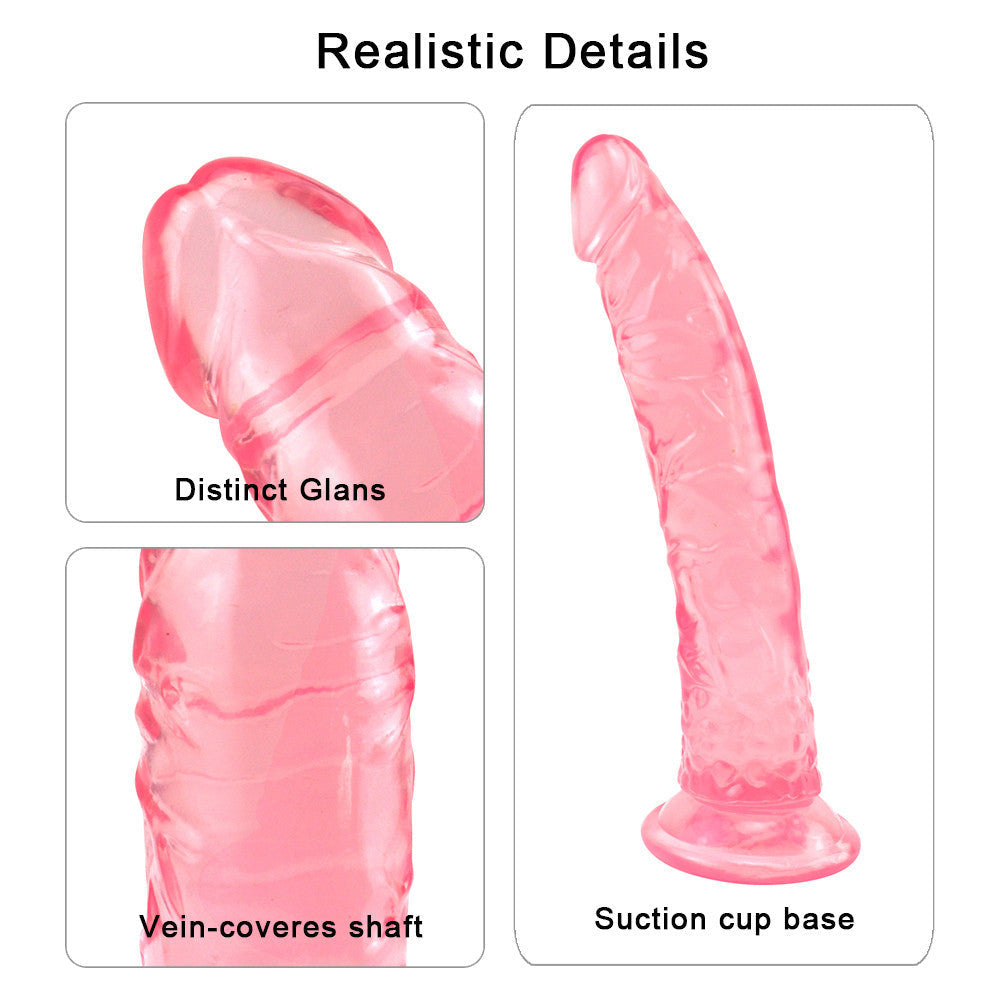Pink 8 Inch Slim Jelly Dildo