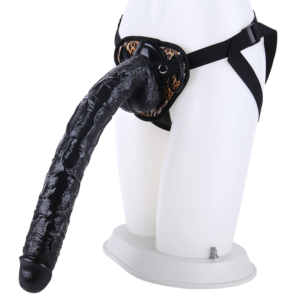 Huge Strap On 16 Inch Black Dildo