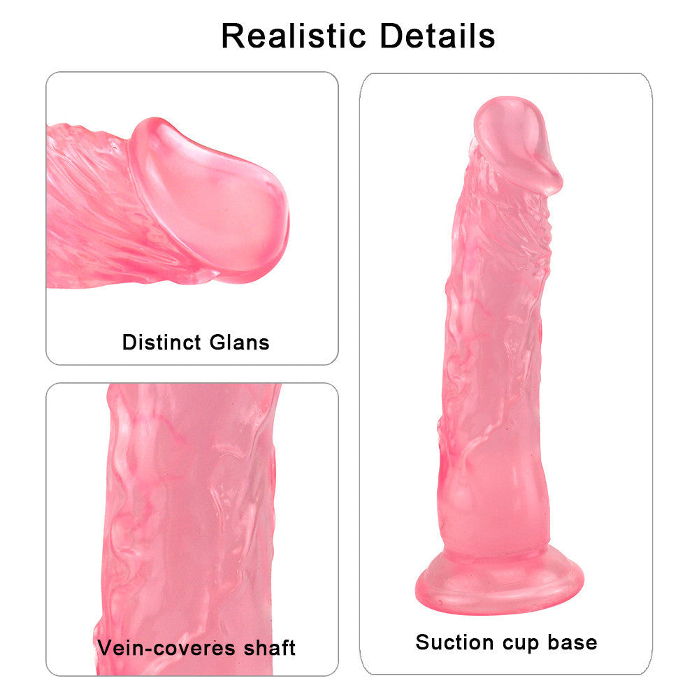 8 Inch Pink Clear Jelly Dildo