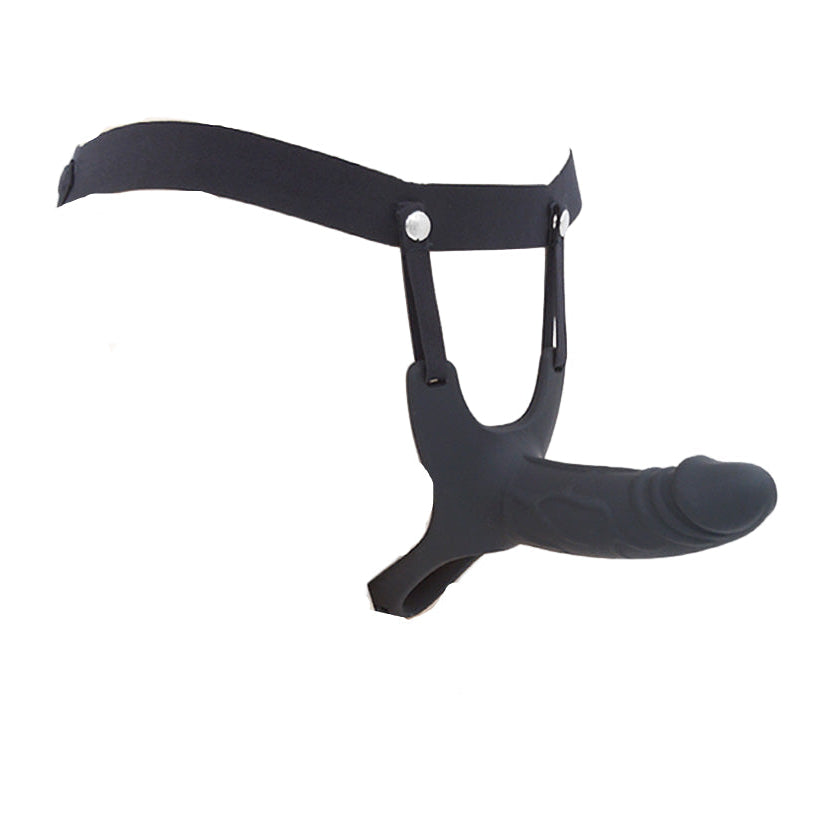 Black Silicone Hollow Strap On Dildo