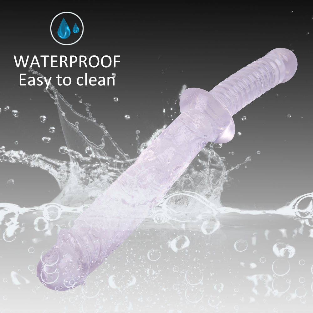 12 Inch Handle Clear Jelly Dildo