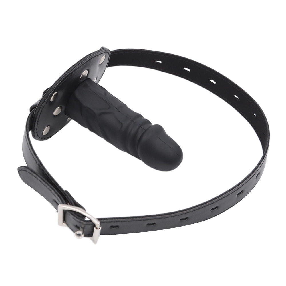 3.9 Inch Leather BDSM Face Dildo Gag