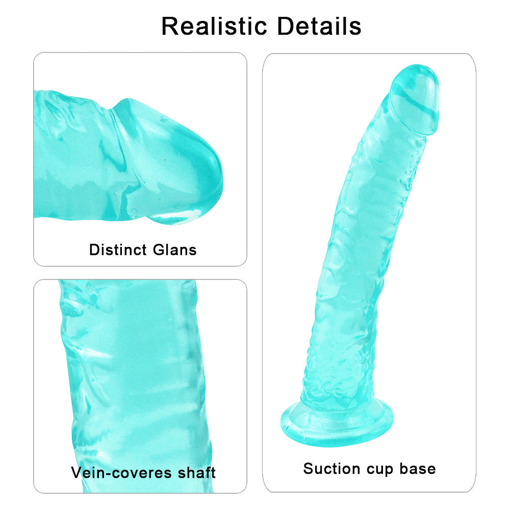Green 8 Inch Slim Jelly Dildo
