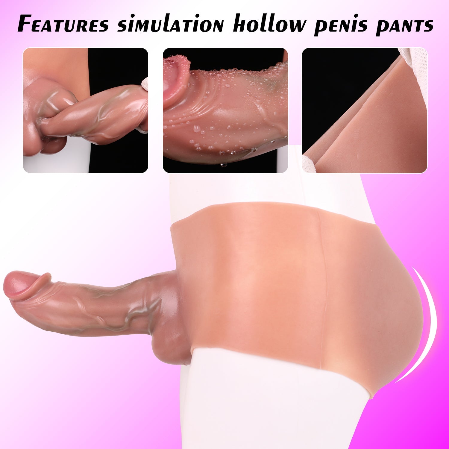 Wearable 8 Inch Realistic Thick Hollow Dildo Panties