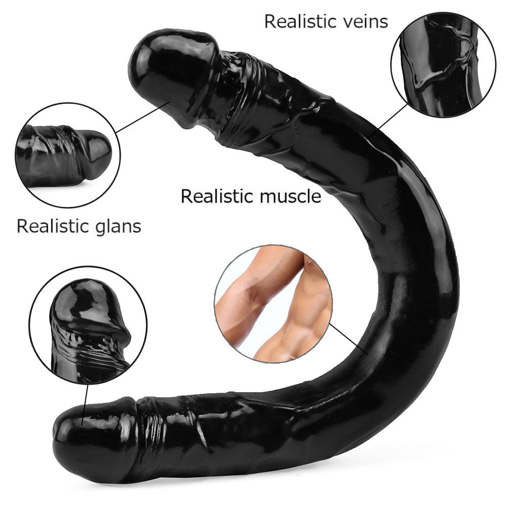 15 Inch Long Black Realistic Double Dildo