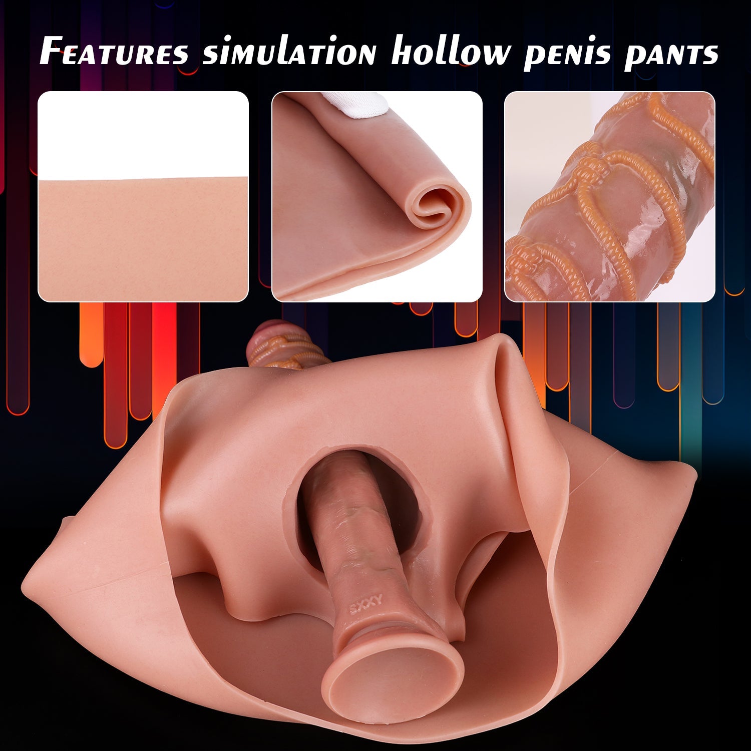 8 Inch Bondage Silicone Hollow Dildo Panties