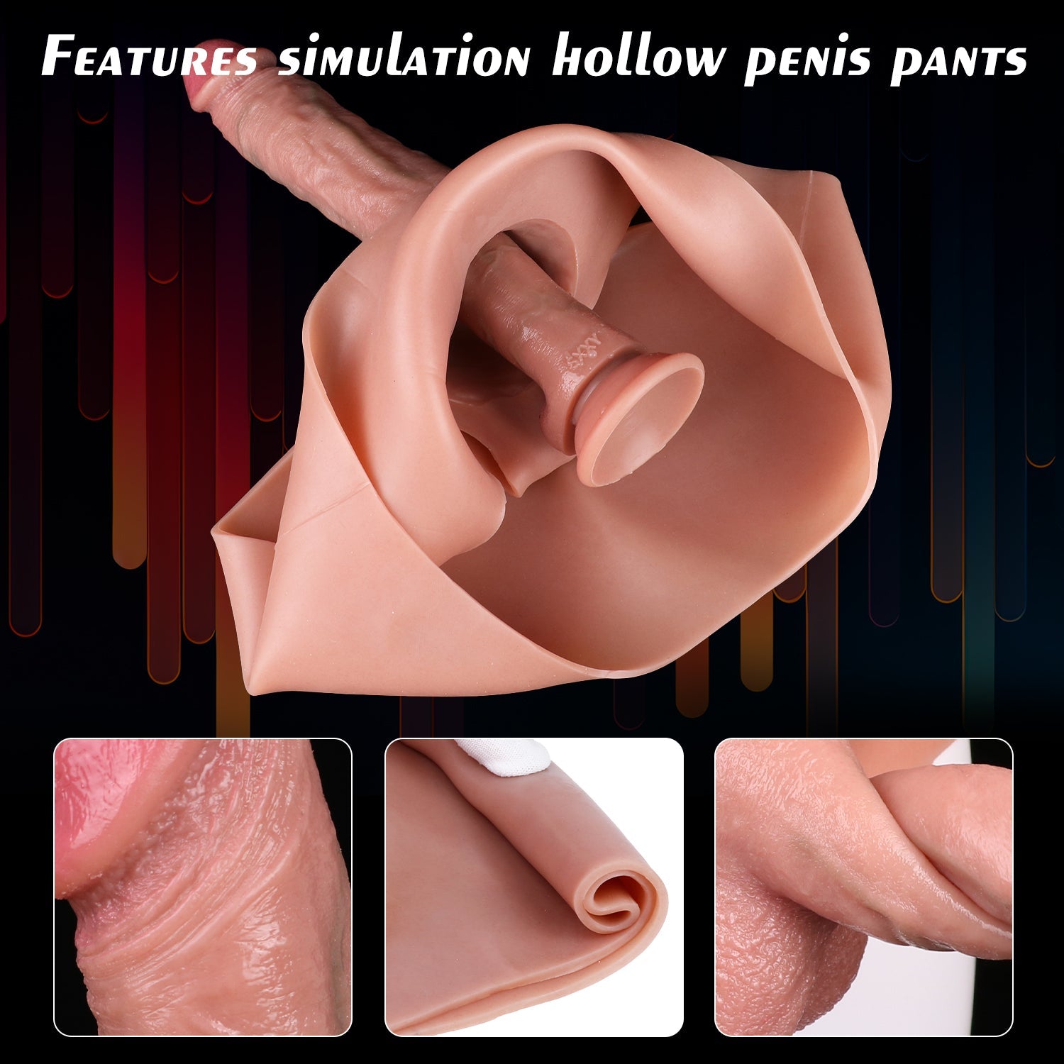 8 Inch Men's Realistic Hollow Dildo Panties